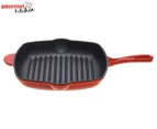 Gourmet Kitchen 28cm Cast Iron Square Grill Pan - Black Cherry Red