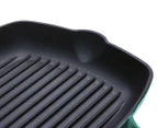 Gourmet Kitchen 28cm Cast Iron Square Grill Pan - Eden Green