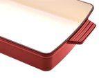 Gourmet Kitchen Cast Iron Rectangular Baking Pan 33cm Black Cherry Red