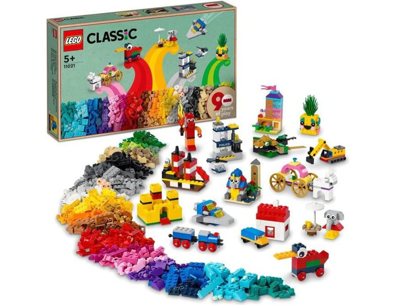 LEGO Classic 90  of Play 11021 Building Kit; Includes 15 Mini Build Recreations of Iconic Sets from 1932 to 2020; A Playset Designed for Kids (1100 Pieces)