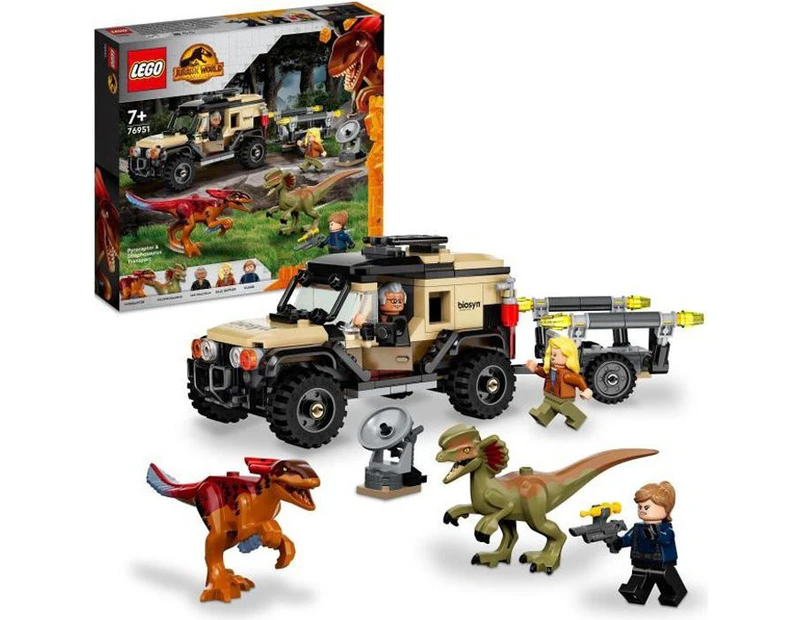 LEGO 76951 Jurassic World Transport of Pyroraptor and Dilophosaurus, Dinosaurs with Off-Road Buggy, Ages 7 - CATCH