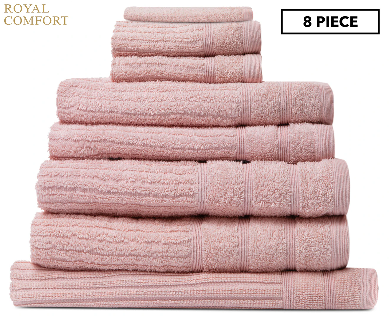 Royal Comfort Eden Egyptian Cotton 600GSM 8 Piece Luxury Bath Towels Set - Blush