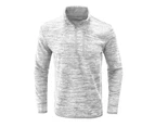 Bonivenshion Men's Long Sleeve Polo Shirts Quarter-Zipper Casual Pullover Mock Neck Henley Shirts Basic Undershirts for Men-Grey