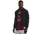 Under Armour Mens Project Rock Storm Bomber Jacket Outerwear Full Zip Top - Black/Grey