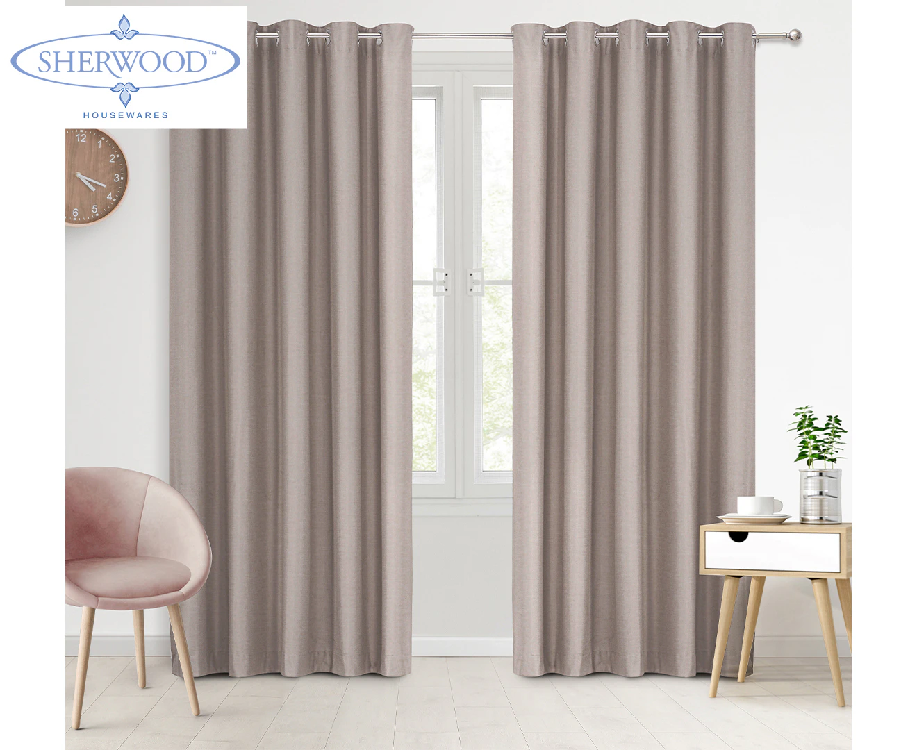 Sherwood 225x223cm Blockout Eyelet Curtain Pair - Cinnamon