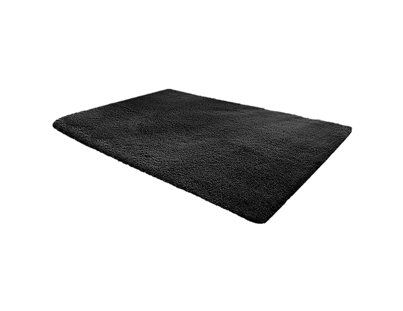 230x160cm Floor Rugs Large Shaggy Rug Area Carpet Bedroom Living Room Mat - Black