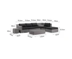 Outdoor Milano Outdoor Chaise Lounge With Built In Corner Table - Package K - Brushed Grey and Denim cushion - Outdoor Wicker Lounges