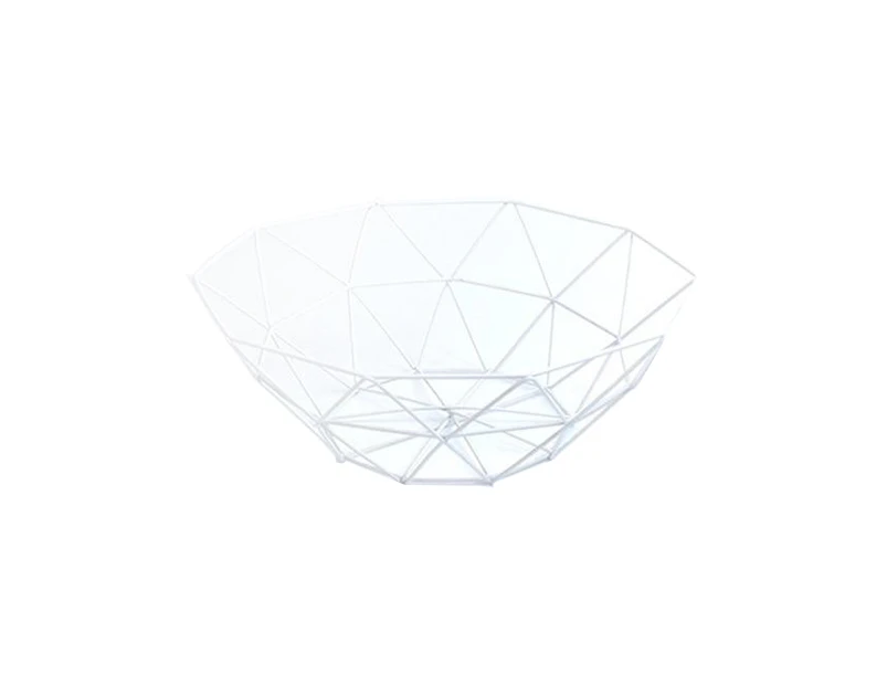 Creative Geometric Metal Fruit Basket Storage Bowl - White