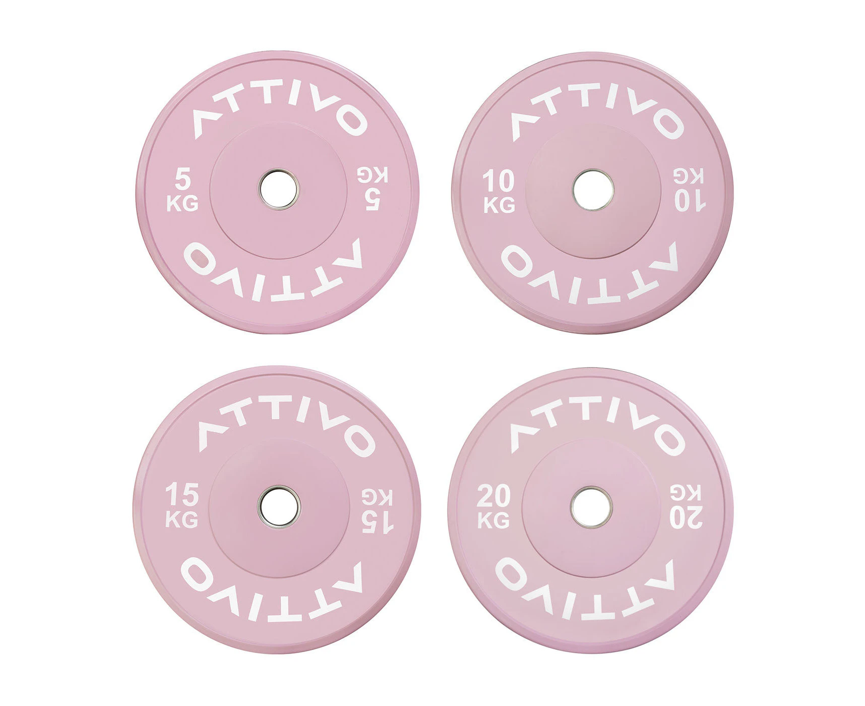 Pink Olympic Rubber Bumper Plates 5/10/15/20kg (Pairs) - Pink Full Set 5/10/15/20KG