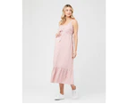 Gingham Nursing Dress Dusty Pink / White