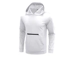 Bonivenshion Men's Long Sleeve Sports Polo Shirts Zipper Pocket Casual Pullover Hoodie Henley Shirts Basic Undershirts for Men-White