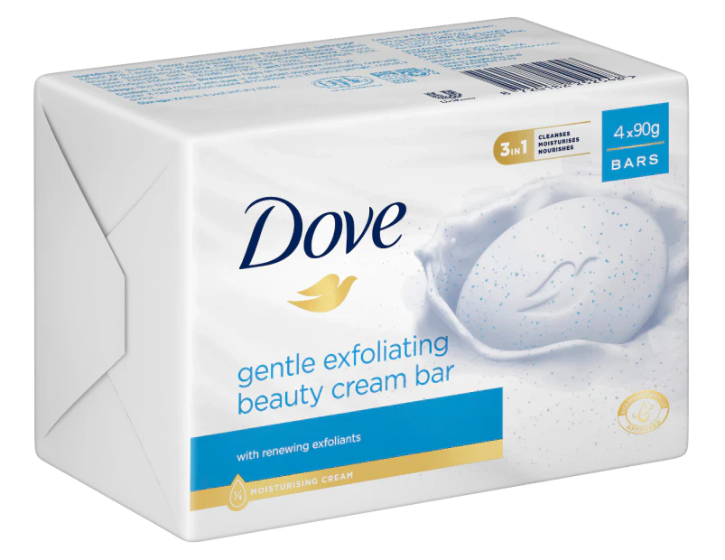 4 x Dove Gentle Exfoliating Beauty Cream Bars 90g