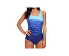 Ladies Backless One Piece Swimsuit- Blue