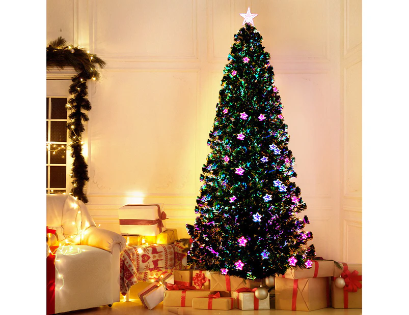 Jingle Jollys 2.4m Christmas Tree Optic Fibre LED Xmas tree Multi Colour