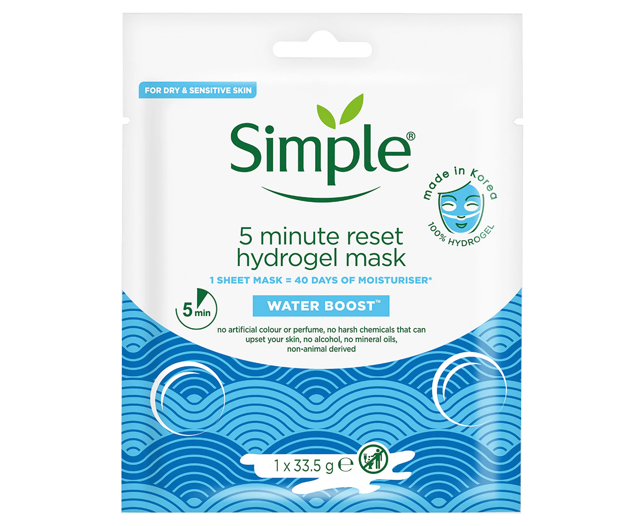 Simple 5 Minute Reset Facial Hydrogel Mask 33g