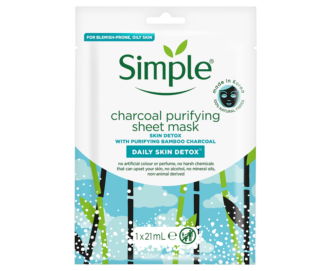 Simple Charcoal Purifying Sheet Mask 21ml