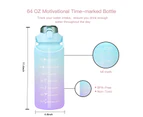 2L Sports Water Bottle Large Capacity Straw Time Motivational Bottle