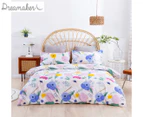 Dreamaker Cotton Sateen Quilt Cover Set - Lily In Purple Print