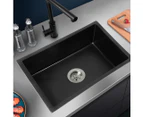 Granite Kitchen Sink Laundry Stone Sinks Undermount Single Bowl 59CMX45CM Black