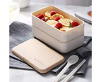 Bento Box Leak-proof Double Layers 3 Colors Stackable Lunch Container for Work White