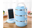 800/1600/2400ML Large Capacity Bento Boxes Leak-Proof Stainless Steel Household Insulated Lunchboxes for Picnic Blue 3 Layer