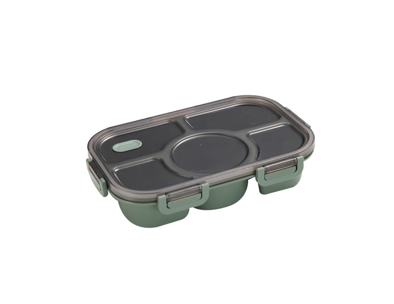 Lunch Box 5 Grids Portable Adult Sealed Food Container for Picnic Green
