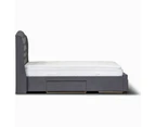 Honeydew Queen Size Bed Frame Timber Mattress Base With Storage Drawers - Grey