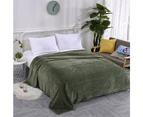 Winter Warm Chunky Fleece Ribbed Throw Luxurious Bedding Blanket for Sofa Couch Bed-Green