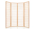 Artiss 4 Panel Room Divider Screen 174x179cm Natural