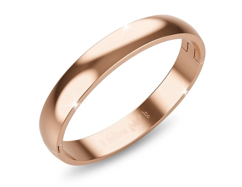 Solid Oval Stainless Steel Bangle in Rose Gold 8mm