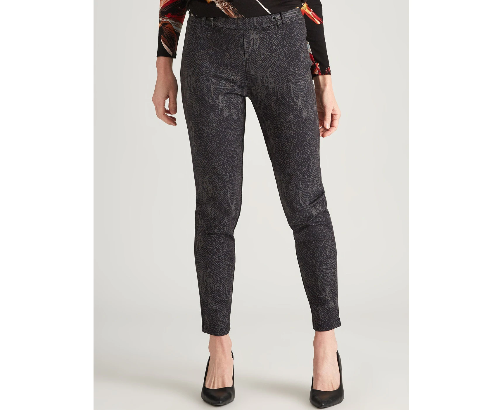 Noni B Zipped Detail Printed Ponte Pants - Womens - Multi Colour