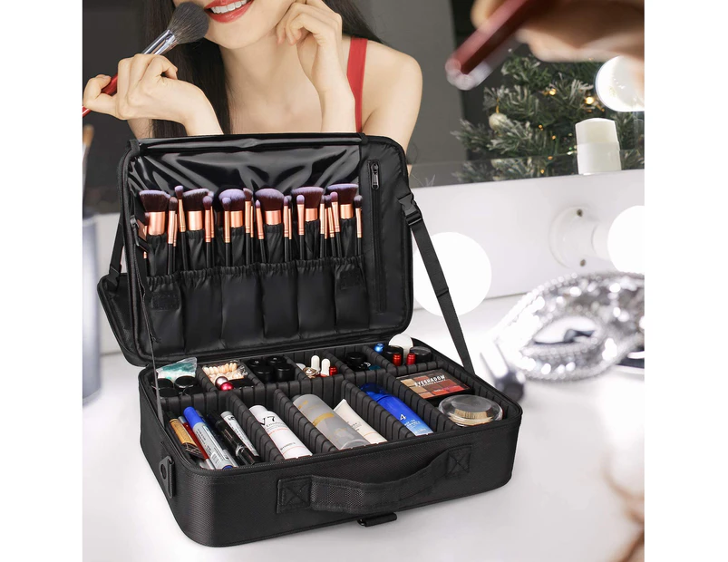 Travel Makeup Case,Chomeiu- Professional Cosmetic Makeup Bag Organizer,Accessories Case, Tools Case (Small, BLACK)
