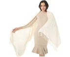 Womens Shawl Wrap Scarf Pashmina Cashmere Soft Gift Idea Wedding Christmas Stole - Cream White