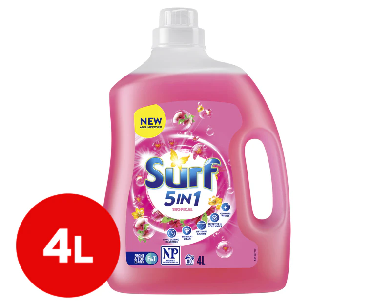 Surf 5-in-1 Tropical Front & Top Loader Laundry Liquid 4L