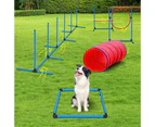 Petscene Dog Agility Equipment 5PC Set Obstacle Course Pet Training Kit Supplies Jump Hurdle Tunnel Poles Pause Box Carrying Bags