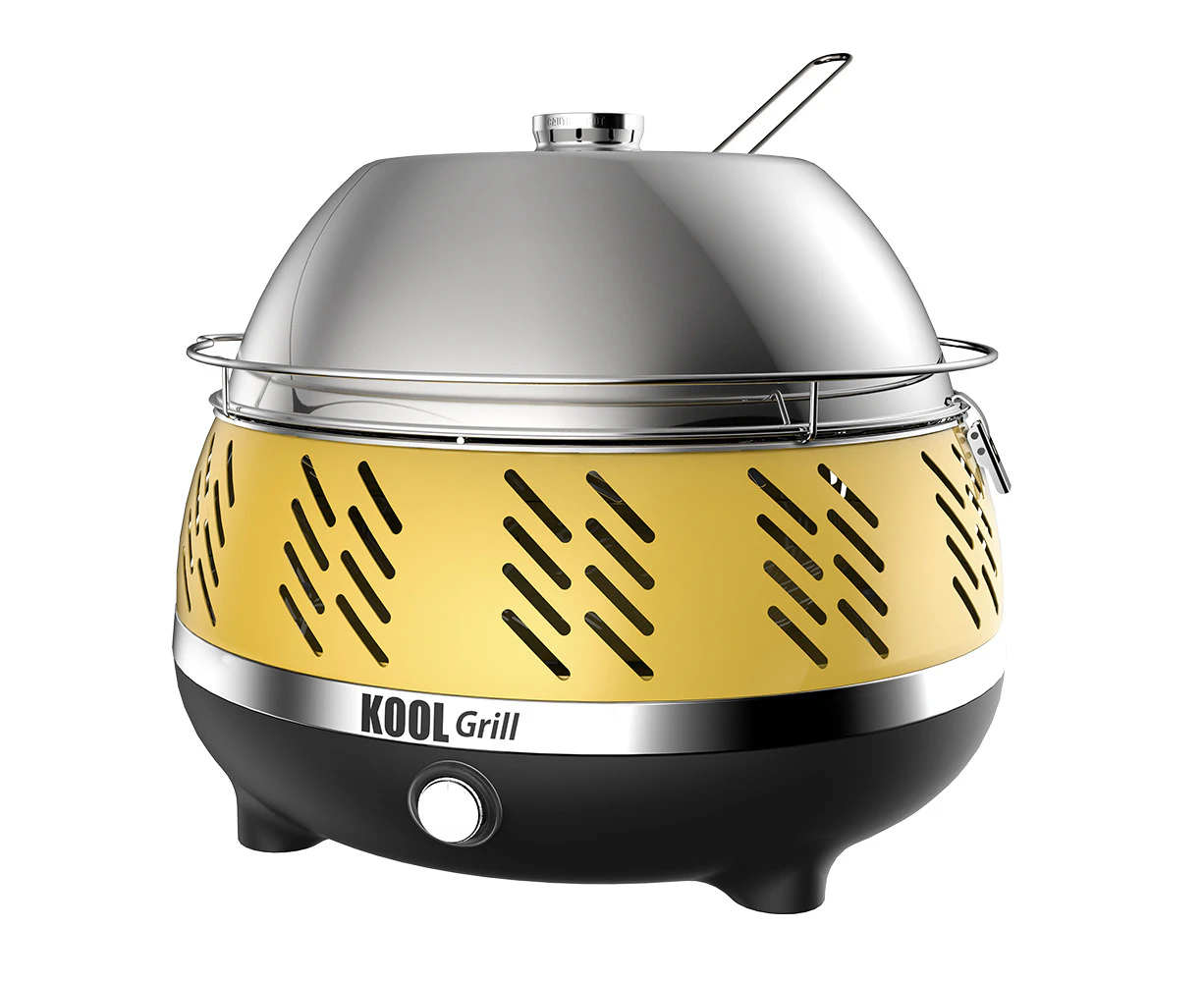 Kool Grill V2 Portable Outdoor Charcoal Grill BBQ/Roaster w/Dome Lid Yellow 41cm