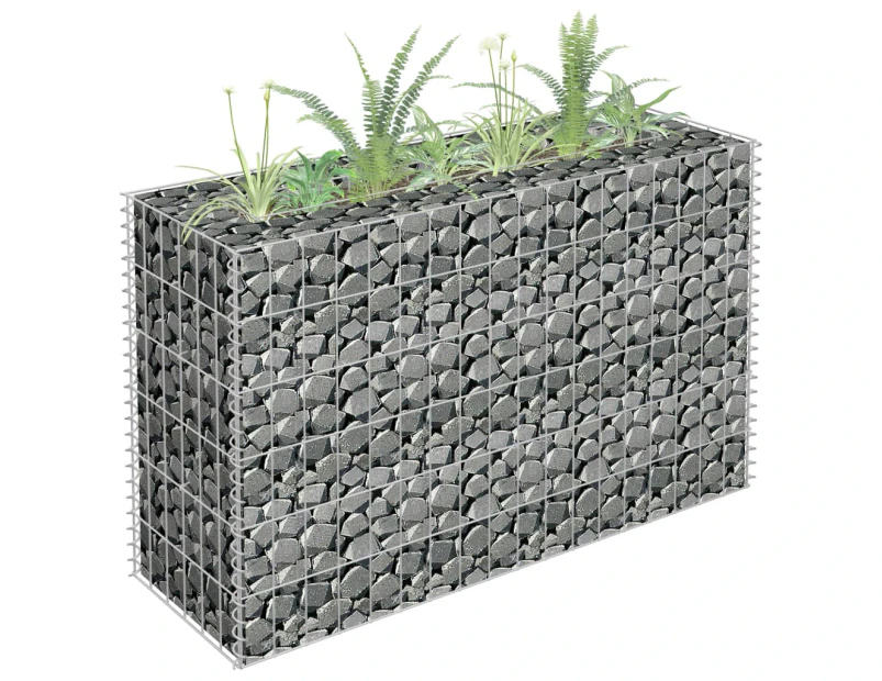 vidaXL Gabion Raised Bed Patio Basket Planter Pot Galvanised Steel Multi Sizes