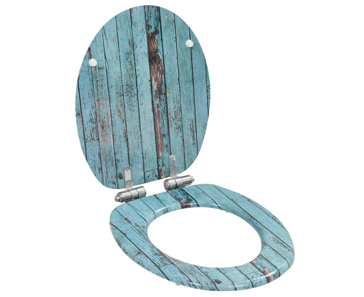 vidaXL WC Toilet Seat with Soft Close Lid MDF Old Wood Design