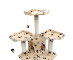 Cat Tree Cat Scratching Post 170 cm 2 Condos Beige with Pawprints
