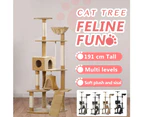 Cat Play Tree 191 cm Beige with Paw Prints