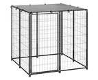 vidaXL Dog Kennel Black 110x110x110 cm Steel