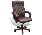 Chesterfield Office Chair Artificial Leather Brown