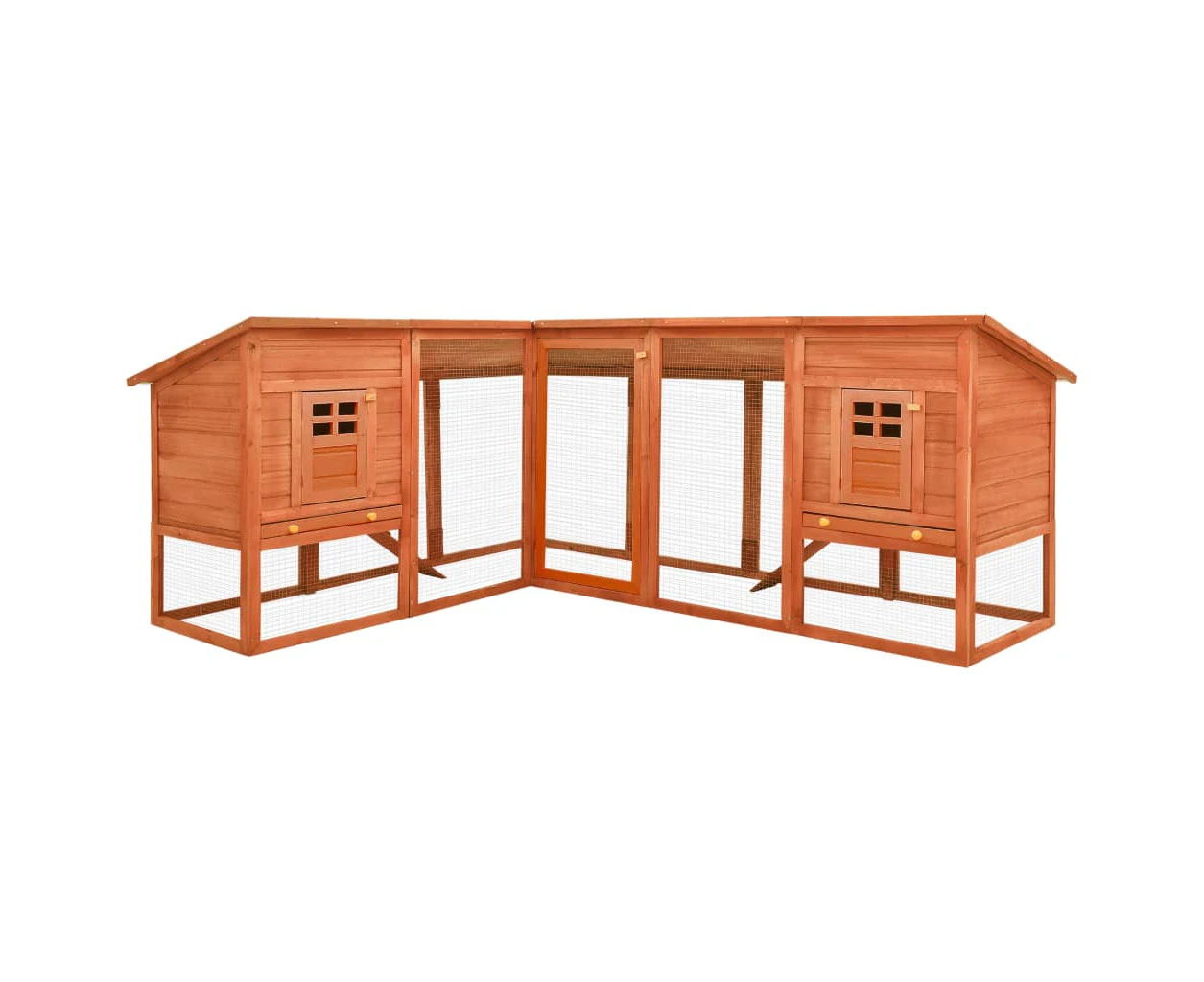 vidaXL Outdoor Rabbit Hutch with Run Brown Solid Fir Wood