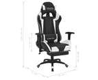 Reclining Office Racing Chair with Footrest White