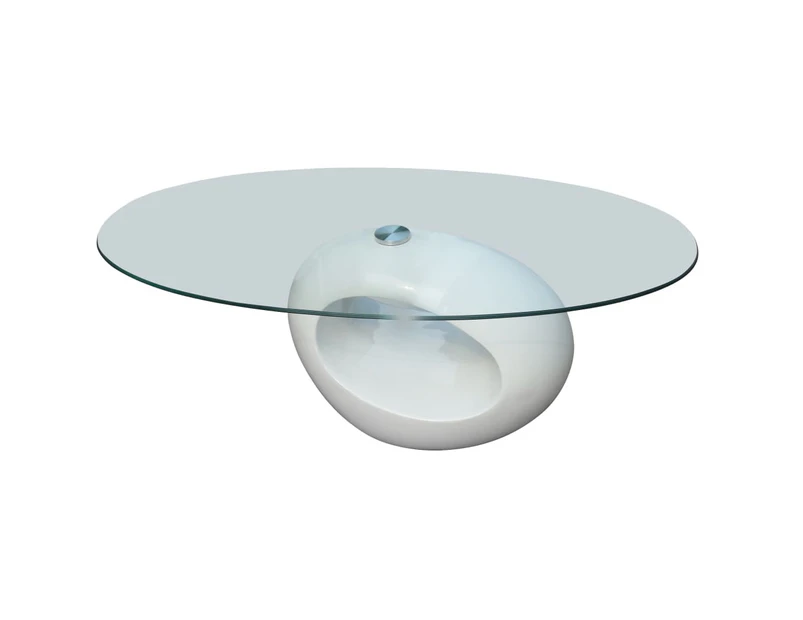 vidaXL Coffee Table with Oval Glass Top High Gloss White