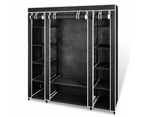 vidaXL Wardrobe with Compartments and Rods 45x150x176 cm Black Fabric