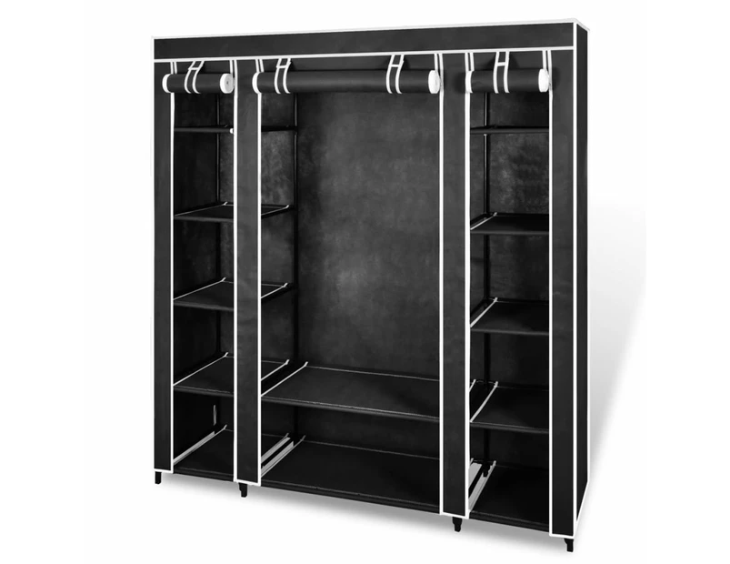 vidaXL Wardrobe with Compartments and Rods 45x150x176 cm Black Fabric