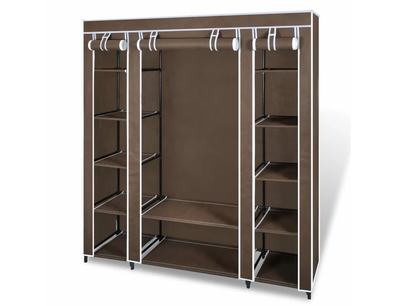 vidaXL Wardrobe with Compartments and Rods 45x150x176 cm Brown Fabric