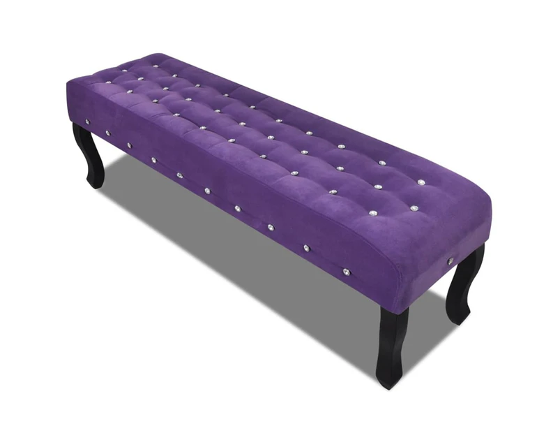 vidaXL Purple Bench Velvet Fabric with Crystal Buttons