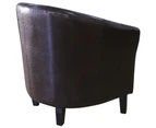 Tub Chair Brown Faux Leather